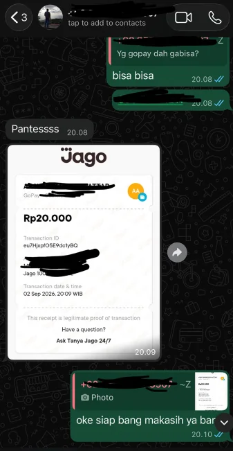 Bukti chat testimoni Joki Main Event Genshin Impact Nandayostore z***y